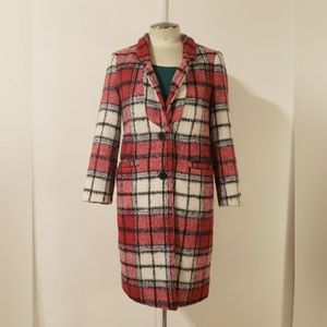 Red plaid pea coat size xs